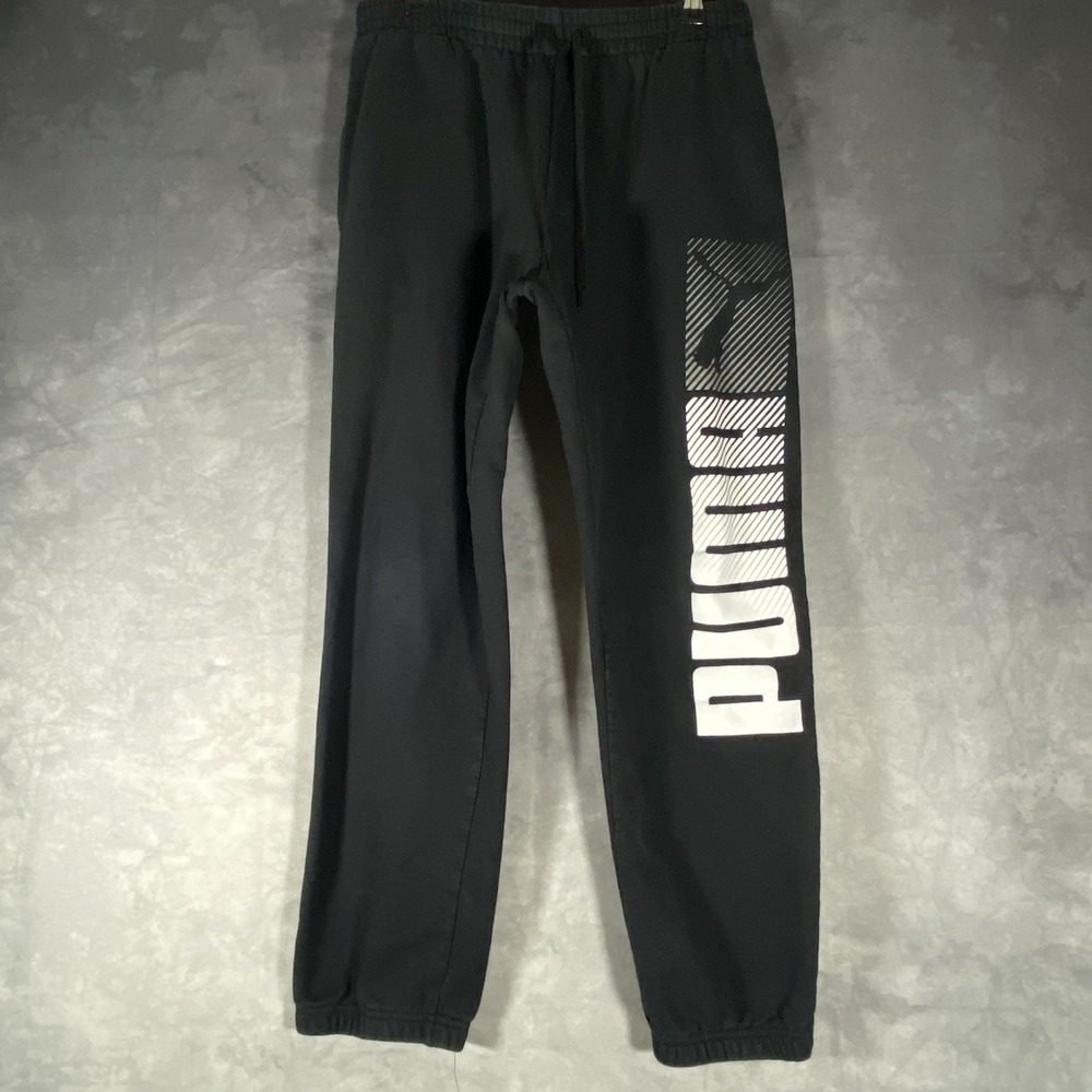 Puma Pants Mens Medium Black Gym Sweatpants Joggers Fleece Workout Gym